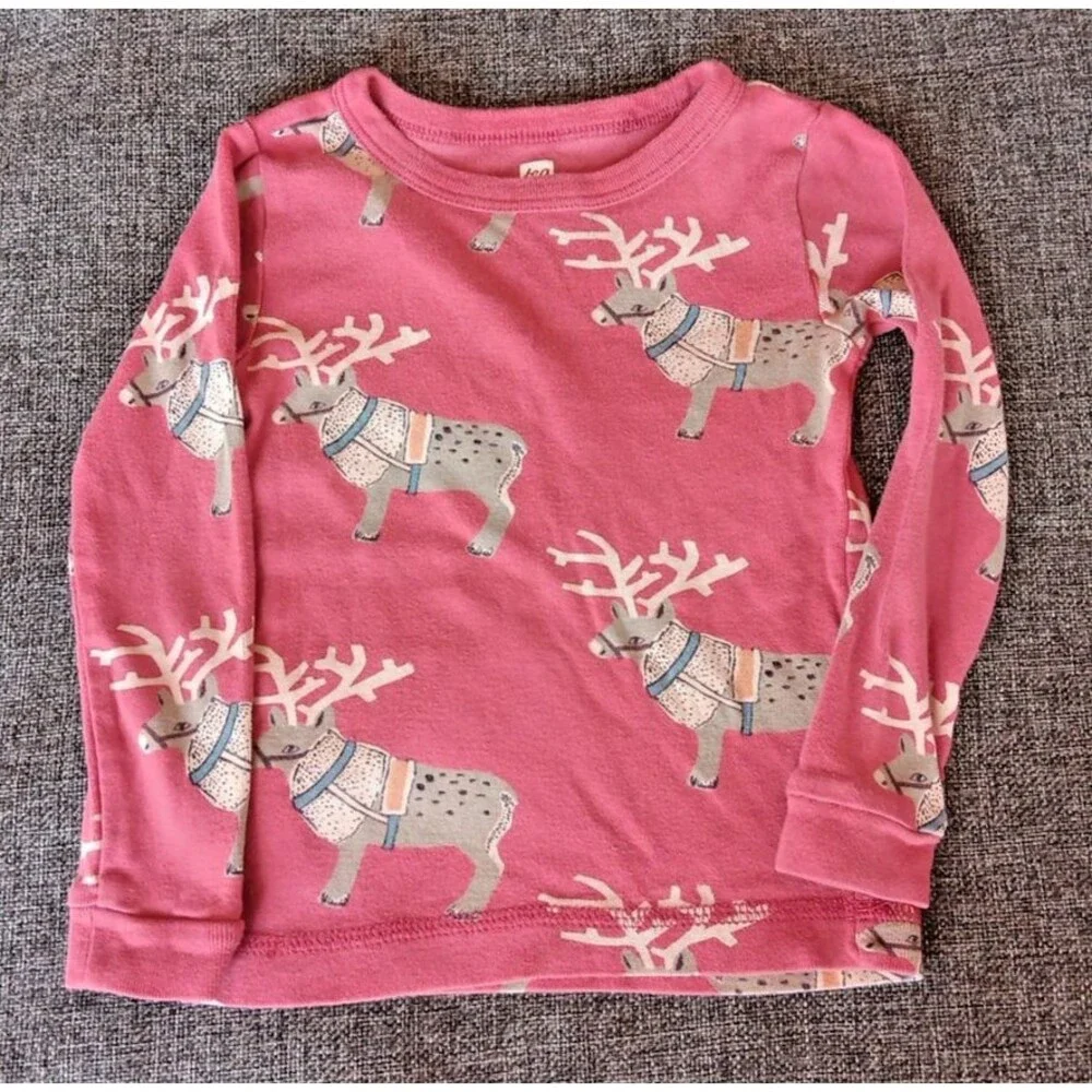pajama 3T Tea Pink Reindeer Long Sleeve Shirt Pants Set